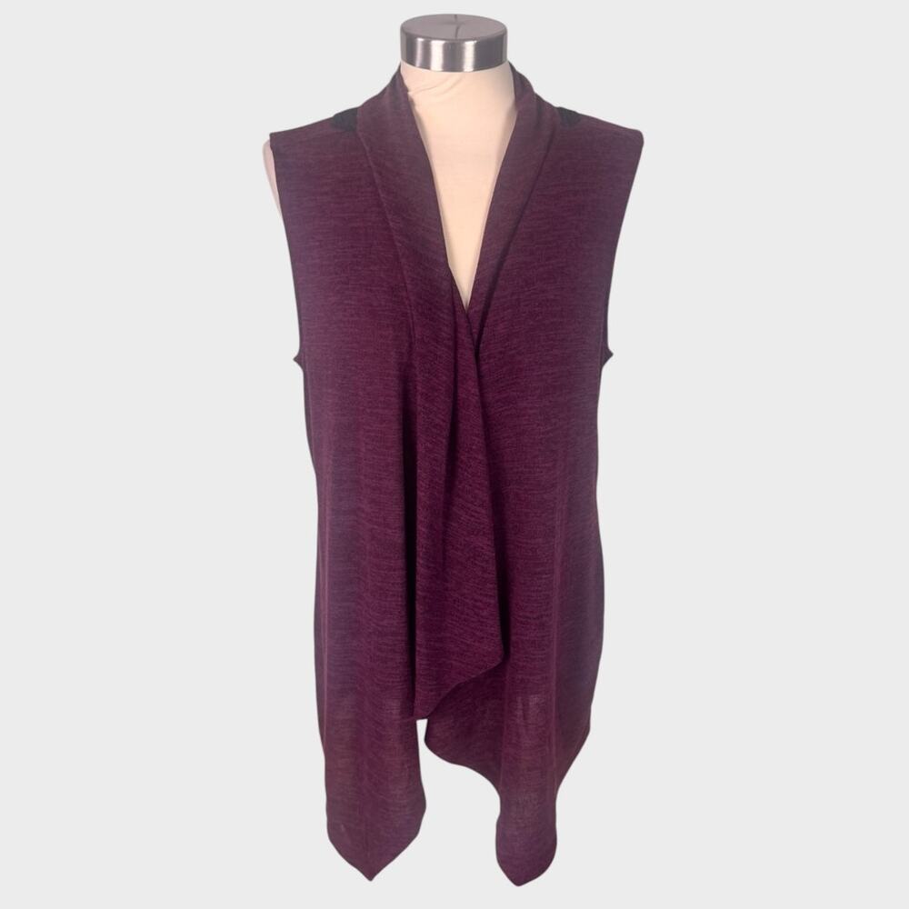 Style & Co. Open Front Sleeveless Cardigan Autumn Affair Medium Dried Plum